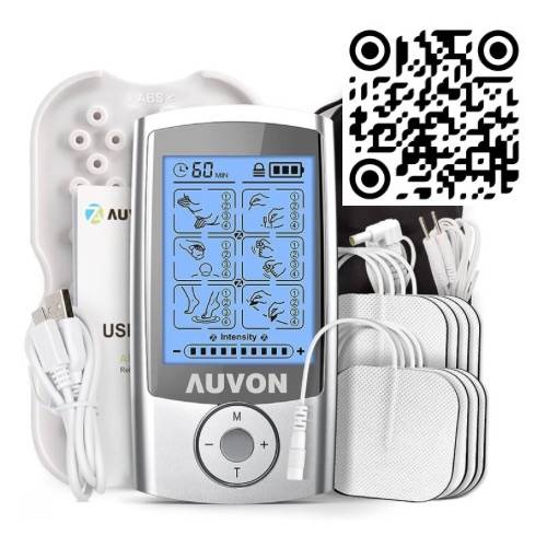auvon tens unit for pain relief and muscle recovery with qr code